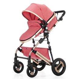 High view stroller light folding ultralight can sit and lie portable baby cart simple umbrella car LJ200901