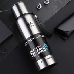 Custom Portable Water Bottle Thermos 1000ml 1500ml 750ml 500ml Double Wall Insulated Vacuum CupTravel Hiking Drink Bottle 201204