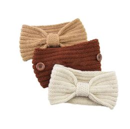 Wool Headband Bowknot Knitted Women Hairband Button Sport Turbans Ear Protection Headwrap Girls Ear Warmer Hair Accessories