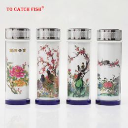 Creative ceramic color-changing Vacuum Flasks mug,Double liner tea cup fashionable Drinkware Chinese business Vacuum Flasks Cup 201029