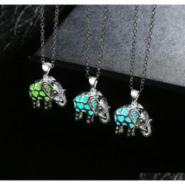 luminous gemstones Australia - European Style Luminous Stone Pendant Necklaces Wholesale Glow In Dark Necklaces For Women Elephant-Shaped Design Luminous Gemstone 2Rps4