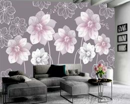 Custom 3d Flower Wallpaper Pink Delicate Flowers 3D Wallpaper Romantic Flower Decorative Silk Living 3d Wallpaper
