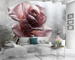 Custom Romantic Floral 3d Wallpaper 3d Photo Wallpaper Mural Simple Pink Rose Romantic Flora Decorative 3d Mural Wallpaper