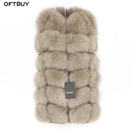 OFTBUY Primavera Vera Pelliccia di Volpe Gilet Donna Senza Maniche Giacca Invernale Gilet Cappotto di Pelliccia Naturale Gilet Gilet Spessore Caldo Streetwear 201212