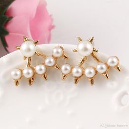 Pearl Earrings Wholesale Channel Earrings Pentagram Pearl Stud Earrings