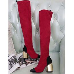 Hot Sale-2021 Fashion women over Knee Boots matching round head women long Boots