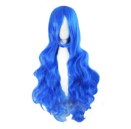 Long Wig Wavy Blue With Wick 80cm, Cosplay Fashion Fantasy