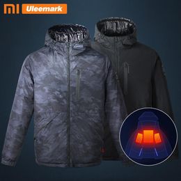 Xiaomi homens elétricos aquecidos aquecidos jaqueta com capuz luz impermeável impermeável inverno casaco uleemark lj201009