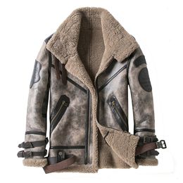 Fashion 100% Quality Real Sheepskin Fur Men Coat Genuine Full Pelt Sheep Shearling Male Winter Jacket Brown Men Fur Outwear LJ201030