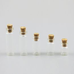 10pcs Lovely 1ml 1.5ml 2ml 2.5ml Mini Clear Glass bottle vial with wooden cork stopper Empty Wishing for Gift Storage