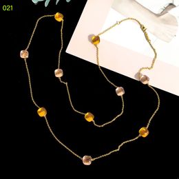 85cm Fashion Classic Necklaces Pendants 18k Gold Plated For Women Valentine Mother Day Engagement Jewellery Gift Accessories With Pouches Pochette Bijoux Wholesale