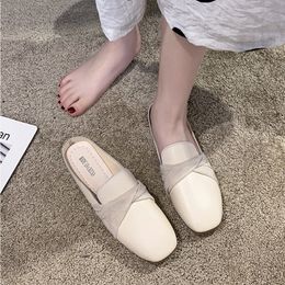 square flat bottom half slippers slippers female new spring and summer of 2020 in baotou a pedal mill shoes fashion X1020
