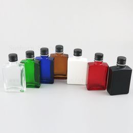 500 X Square Amber Clear Glass Bottle 30ml 1 oz e liquid Perfume Essential Oil Bottles containers with Aluminum cap