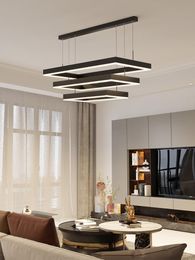 Chandeliers Square Led For Living Dining Room Kitchen Bedroom Indoor Black Rectangle Modern Ceiling Pendant Lamps Hanging Lights