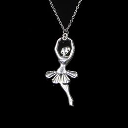 Fashion 61*24mm Ballet Dancer Ballerina Pendant Necklace Link Chain For Female Choker Necklace Creative Jewellery party Gift