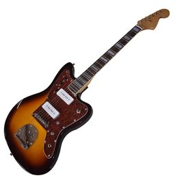 6 Strings Tobacco Sunburst Basswood Electric Guitar with Rosewood Fretboard,Red Pearl Pickguard,Customizable