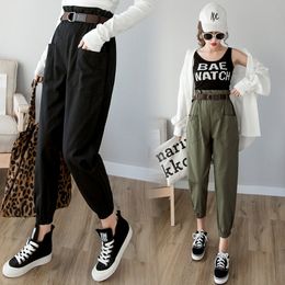 Women pants spring summer fashion female solid high waist loose harem pant pencil trousers casual cargo pants streetwear 201119