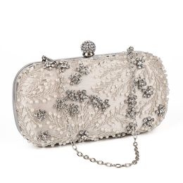 Handbags Women's Clutch Bag Crystal Pearl Purse Luxury Handbag Embroidery Evening Wedding for Bridal Shoulder Bag