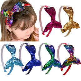 4.3 Inches Multi-layer Sequins Headbands For Girls Rainbow Mermaid Pearls Bands Handmade Headdress Hair Accessories