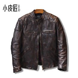 New Beckham same type of cow tea core first layer horse skin slim short men's genuine leather coat horse skin jacket fashion