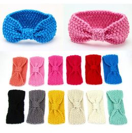 Bow Baby Headbands Knit Crochet Turban Girls Knitted Hairband Newborns Hair bands Winter Warm Headwrap Hair Accessories 12 Colors DW6291