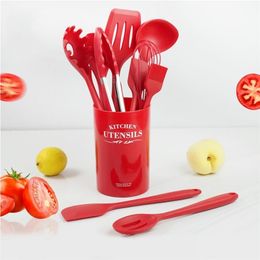 10/11pcs Heat Resistant Silicone Cookware Set Silicone Heat-Resistant Non-Stick Silicone Kitchen Utensils Cooking Tool 201223