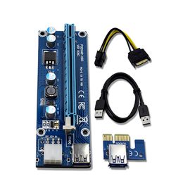 RISER VER 006C PCIE RISER 6PIN 16X ل BTC التعدين مع بطاقة الصمام الصمام مع كابل الطاقة SATA و 60 سم كابل جودة USB