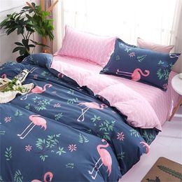 Flamingo Luxury Bedding Set Russia Euro Queen Double King Size Duvet Cover Set 2/6PCS Family Bed Linen Set Home Textile 201210