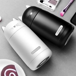New Thermos Cup Cartoon Cat Thermo Mug Drinkware Water Bottle Stainless Steel Vacuum Flask Cup Tumbler Leak-proof Tumbler 330ml 201204
