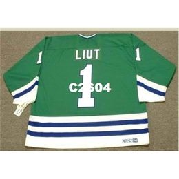 Men #1 MIKE LIUT Hartford Whalers 1988 CCM RETRO Away Hockey Jersey or custom any name or number retro Jersey
