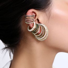 1 set Pearl Ear Cuff for Women 14K Gold Paleted Cubic Zircon Clip for Non Pierced Ears Cartilage Earrings