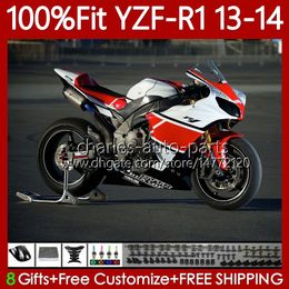 White red 100%Fit OEM Fairings For YAMAHA YZF-R1 YZF R 1 1000 CC YZFR1 13 14 MOTO Bodywork 94No.56 YZF R1 1000CC YZF1000 2013 2014 YZF-1000 2013-2014 Injection Mould Body