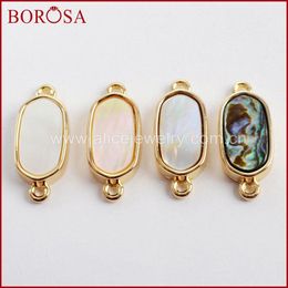 Wholesale Silver Plated Connectors Jewelry Natural Abalone Shell Round Coin Shape Charms Bracelets