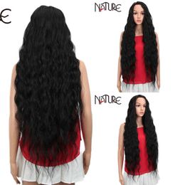 Hair Synthetic Wigs Cosplay Nature Wig Cosplay Long Water Wave Fake Hair 42 Inch High Temperature Fibre Blonde Ombre Brown Synthetic Wigs for Black Women 220225
