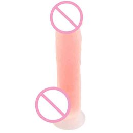 NXY Dildos New 4 Colours Double Layer Liquid Silicone Artificial Simulation Dildo Fluorescent Luminous Penis Female Masturbator Sex Products 0121