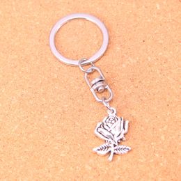 Fashion Keychain 25*17mm flower rose Pendants DIY Jewellery Car Key Chain Ring Holder Souvenir For Gift