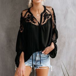 Descuento Blusas Negras De Manga Larga Transparentes 2022 en venta en  DHgate.com