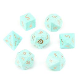 Synthesis Turquoise Loose Gemstones Engrave Dungeons And Dragons Game-Number-Dice Customised Stone Role Play Game Polyhedron Stones Dice Set Ornament Wholesale