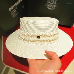 Beanie/Skull Caps 2021 Women Handmade Straw Hat Beach Summer Vacation Panama Fashionable Concave Flat Sun Protection Wholesale1