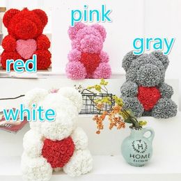 5pcs 40cm with Heart Big Red Bear Rose Flower Artificial Decoration Christmas Gifts for Women Valentines Gift