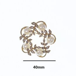 Pins, Brooches 100pcs Wholesale Fancy Gold Plated Flower And Moon Wedding With Pearl Invitation Clear Rhinestone Brooch Pin