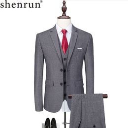 Shenrun Men Suits Slim Fit Business Office Work Party Prom Daily Life Solid Color 3-Piece Suit Wedding Groom Banquet Host Singer 201105