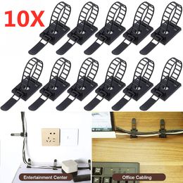 5/10pcs Adhesive Cable Organizer Clips Table Cable Management Adjustable Cord Holder For Car PC TV Charging Wire Bobbin Winder