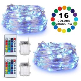 Battery 5M Remote Control Outdoor Waterproof LED String RGB 16 Colour Wedding Party Christmas Decor Lights Y201020