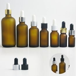 5-100ML Reagent Eye Dropper Drop Matte Amber Glass Aromatherapy Liquid Pipette Bottle Refillable Cosmetic 500pcs