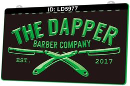 LD5977 The Dapper Barber Company Hair 3D Engraving LED Light Sign Wholesale Retail