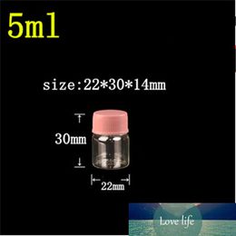 100 pcs 14 mm Screw Mouth 22x30 mm Glass Bottles With Pink Plastic Cap DIY 5 ml Empty Small Bottles Jars New Arrival