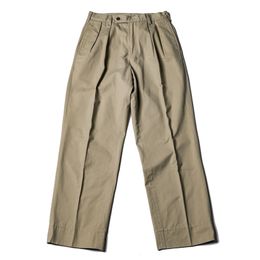 NON STOCK Double Pleated Casual Pants Men's Loose Straight Fit Trousers Khaki 201109