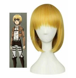 One shoulder length medium light blonde direct synthesis wig female