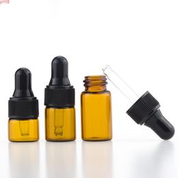 Amber 1ml 2ml 3ml Mini Glass Dropper Bottle Empty Essential Oil Display Liquid Sample Container Vial LX8838goods